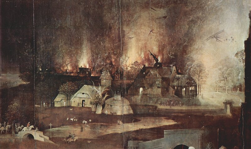 Village under attack by fire