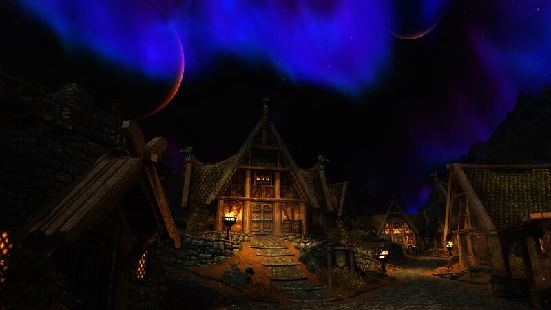 Village under Aurora — Blue