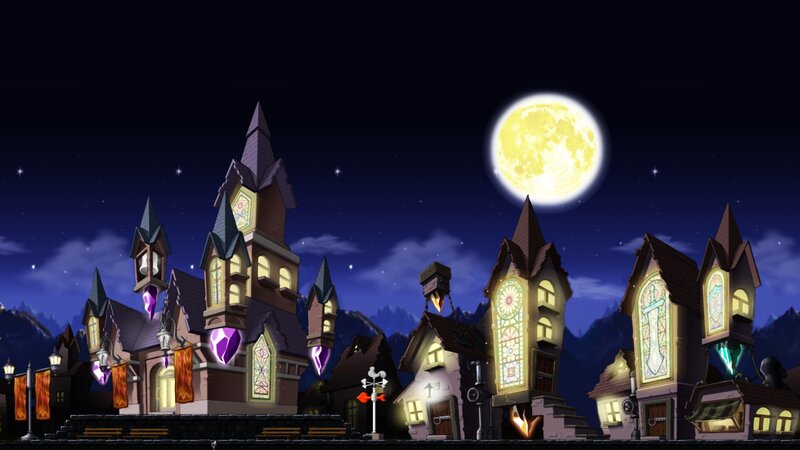 Village under Full Moon — Purple