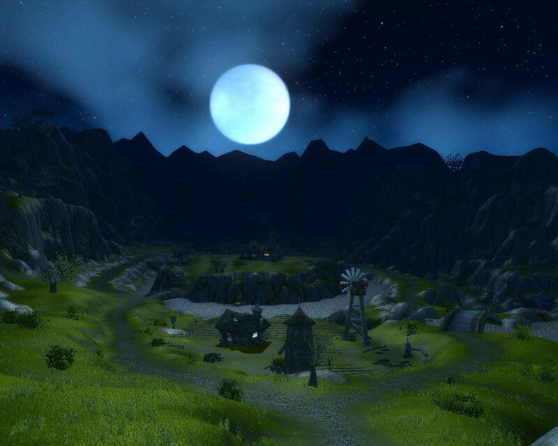 Village under Moonlight — Blue