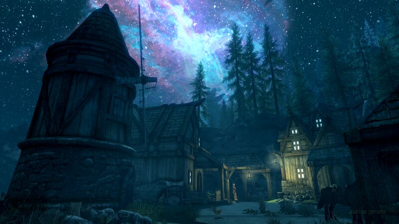 Village under Starry Sky — Blue, Serene