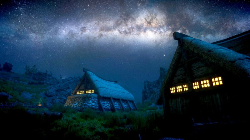 Village under Starry Sky — Blue