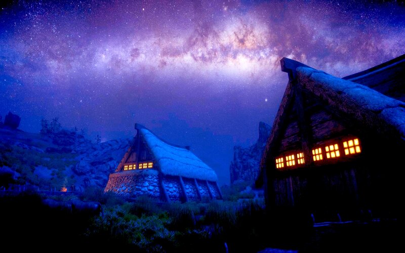 Village under Starry Sky — Purple