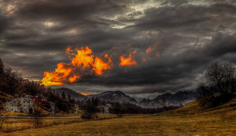 Village under Stormy Sky — Orange