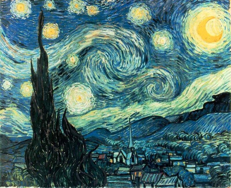 Village under Swirling Sky — Blue