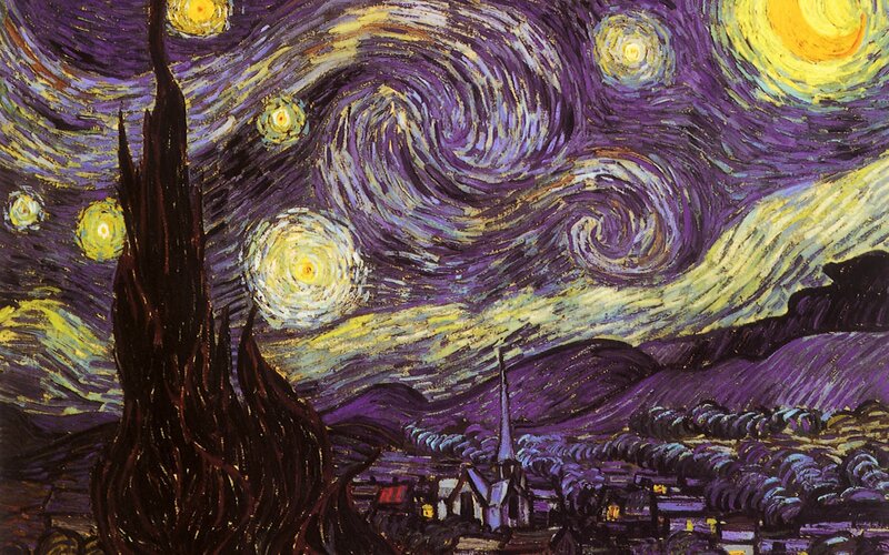 Village under Swirling Sky — Purple, Dramatic