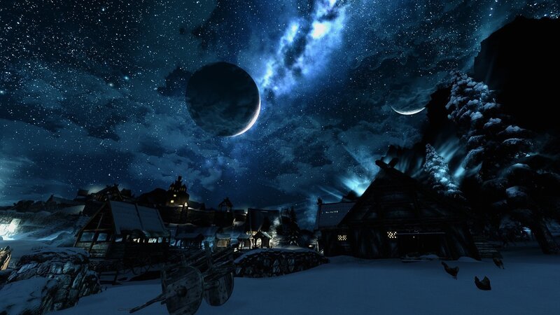Village under Twin Moons — Blue