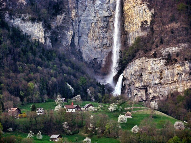 Village under Waterfall