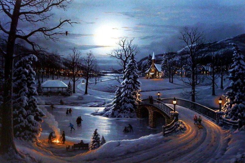 Village Winter Scene — White, Serene
