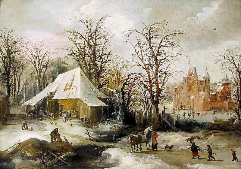 Village Winter Scene — White