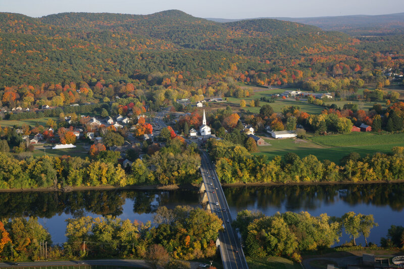 Village with Church and Bridge — Green