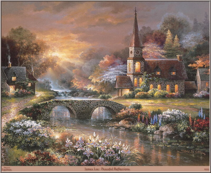 Village with Church and Bridge
