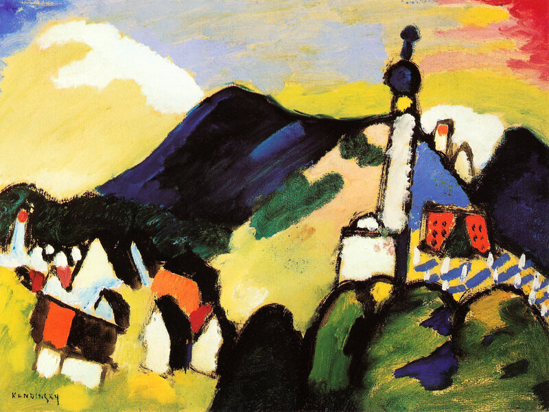 Village with Church and Mountains