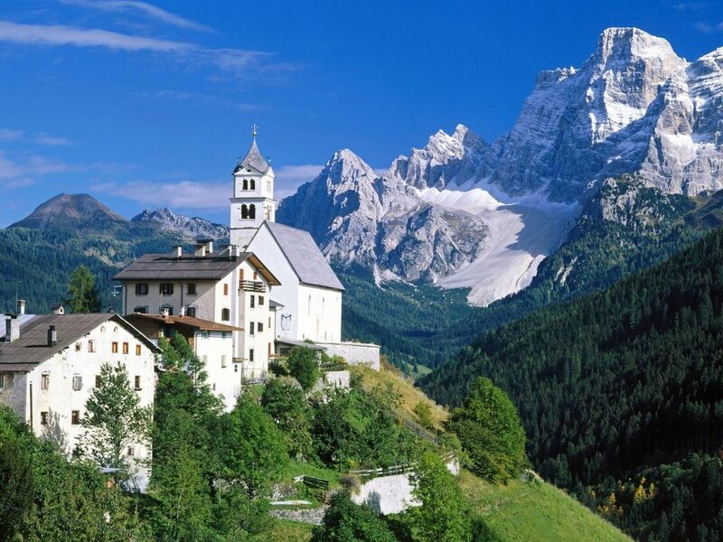 Village with Church — Blue