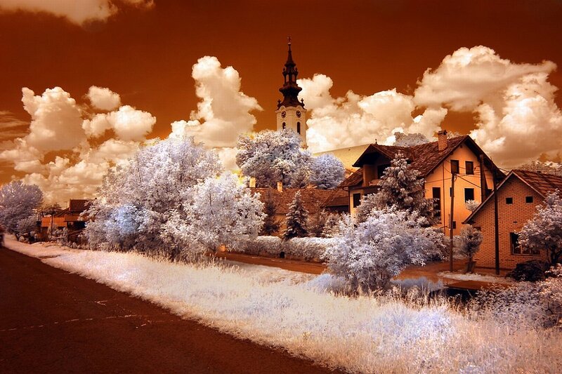 Village with Church — Brown