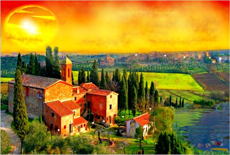 Village with Church — Orange