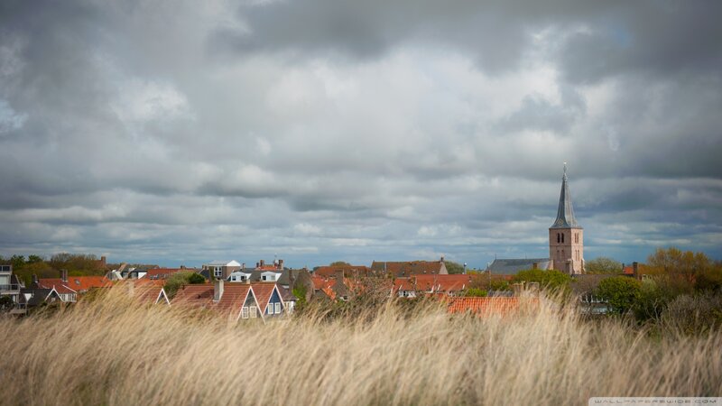 Village with Church Steeple — Gray