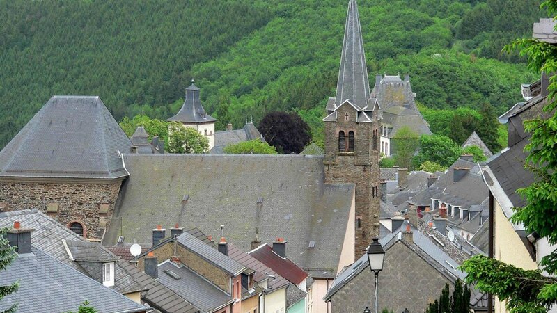 Village with Church Steeple — Green, Serene, Afternoon