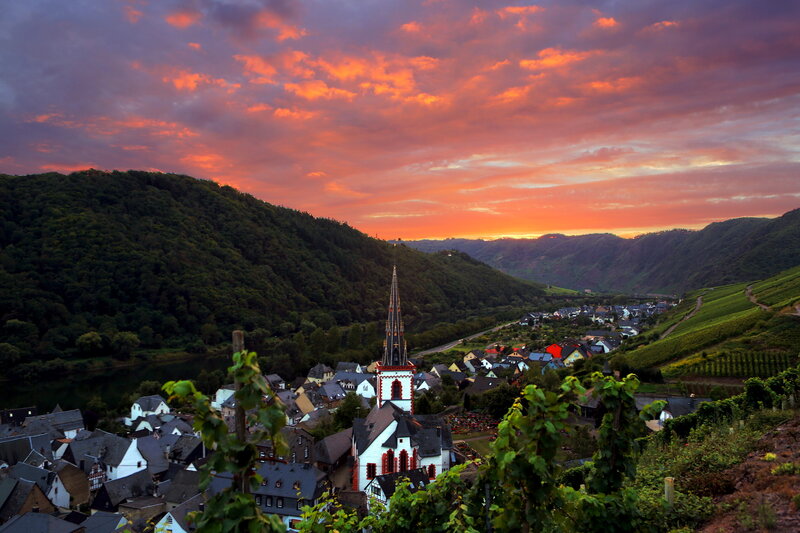 Village with Church Steeple — Orange