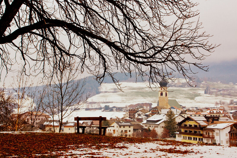 Village with Church Tower — Brown, Serene