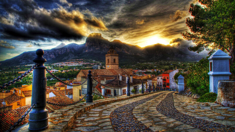 Village with Church Tower — Brown