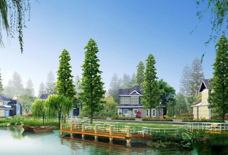 Village with Lake Houses