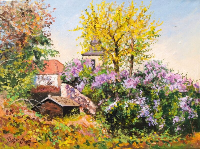 Village with Lilac Bushes
