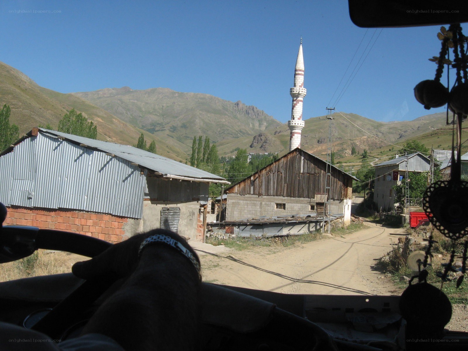 village with mosque minaret