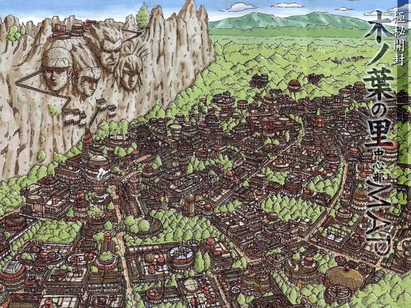 Village with Mountain Faces — Green