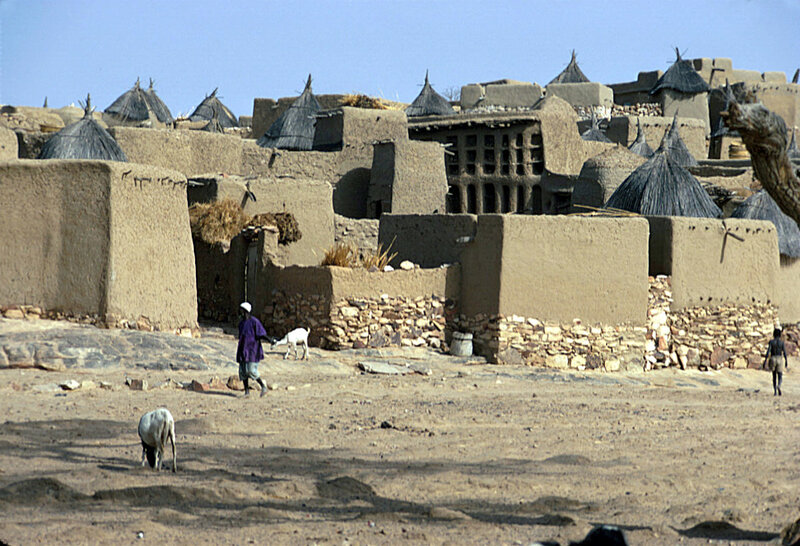 Village with mud huts