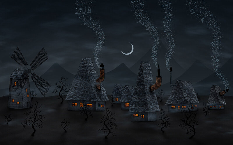 Village with Musical Smoke
