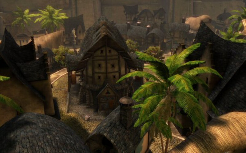 Village with Palm Trees — Brown