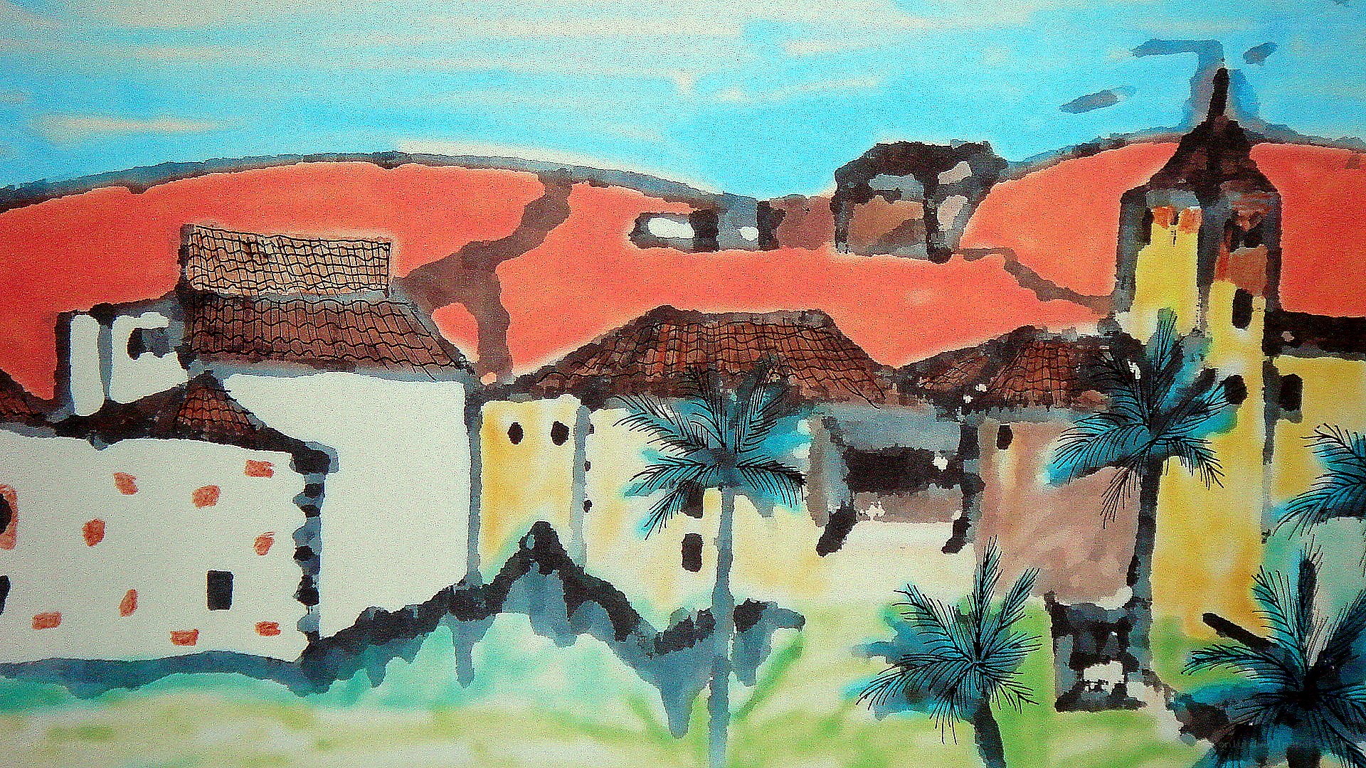 village with palm trees