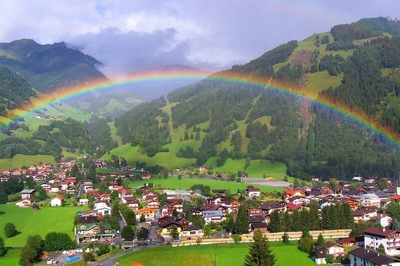 Village with Rainbow — Green