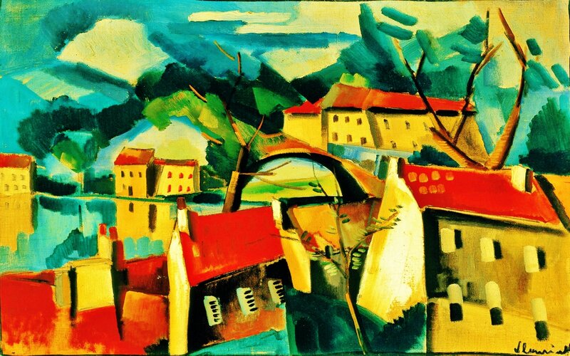 Village with Red-roofed Houses