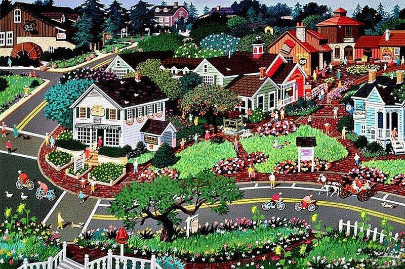 Village with Shops and People