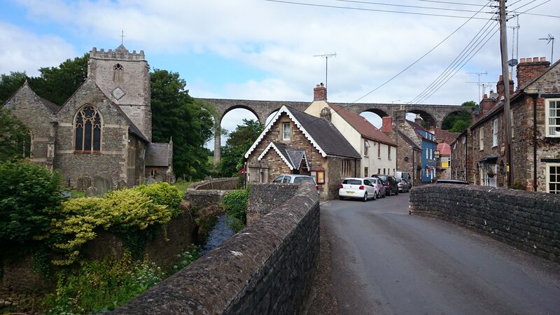 Village with Stone Bridge — Gray, Peaceful