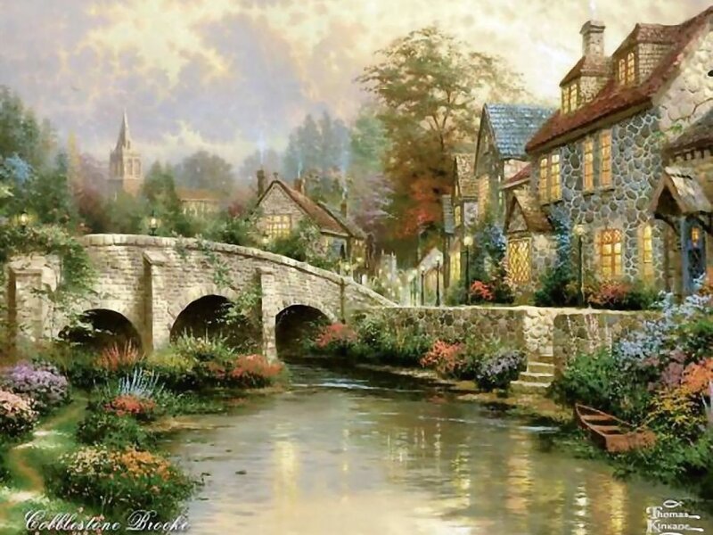 Village with Stone Bridge — Green
