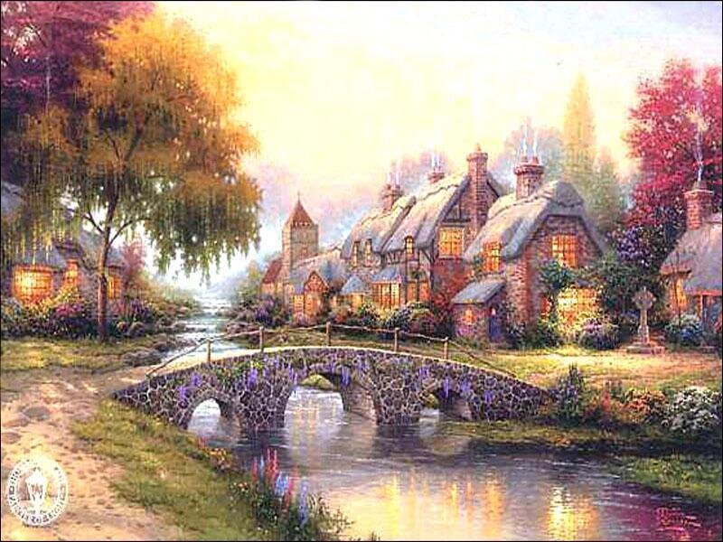 Village with Stone Bridge — Yellow