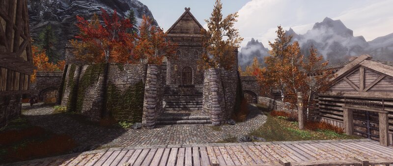 Village with Stone Buildings — Brown, Serene