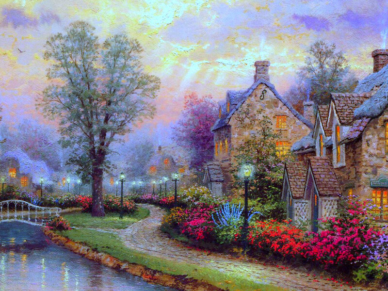 Village with Stone Houses — Purple