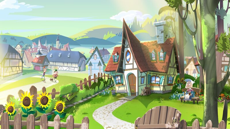 Village with Sunflowers