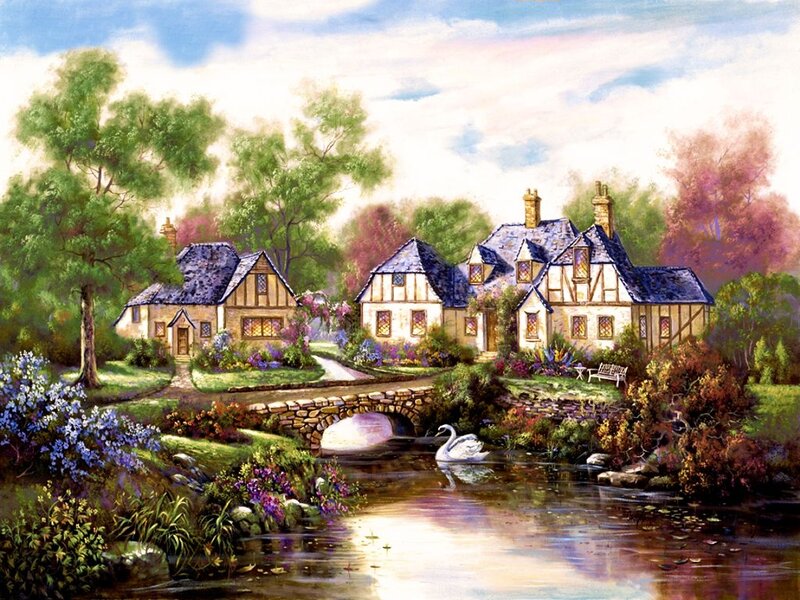 Village with Swan