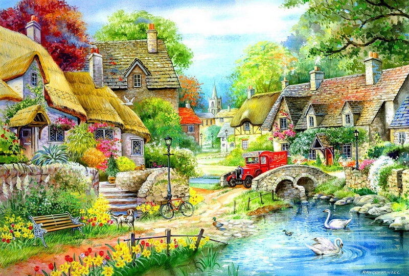 Village with Swans