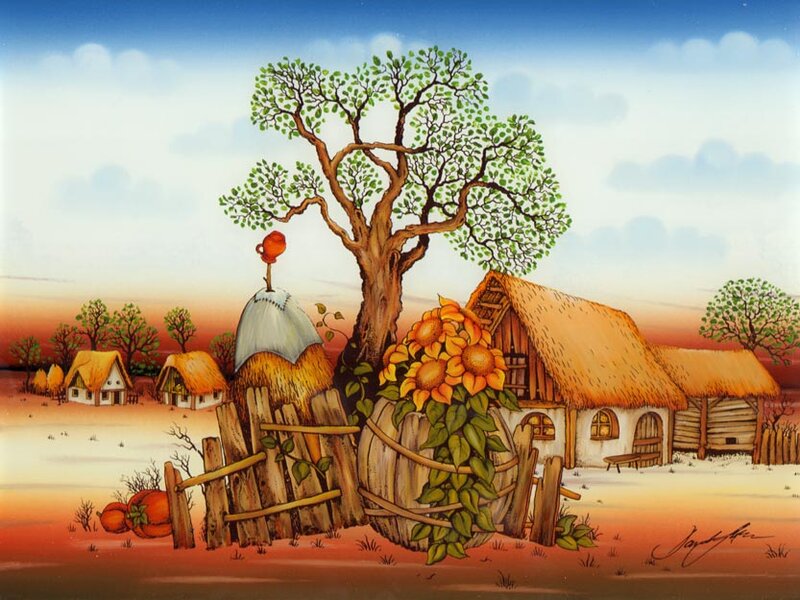 Village with Thatched Houses