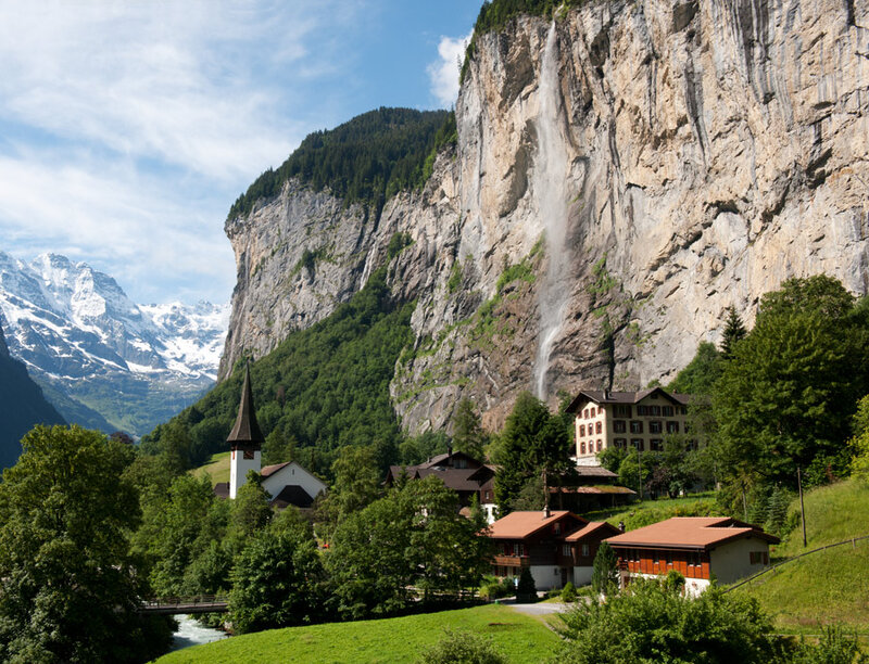 Village with Waterfall