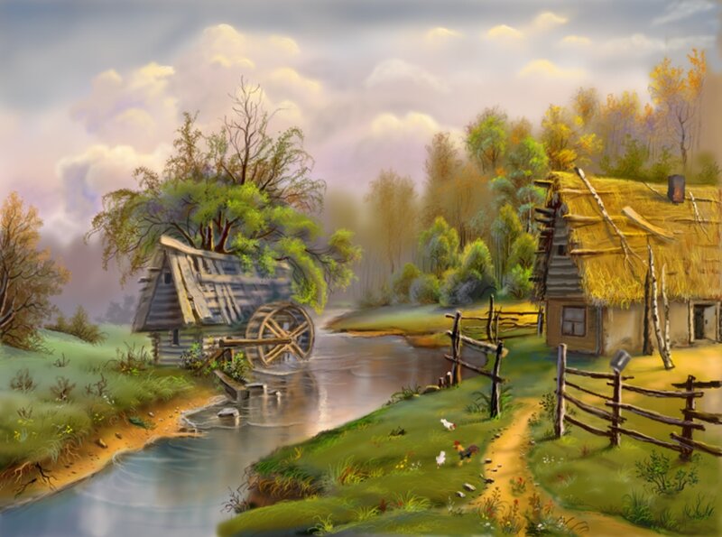 Village with Watermill