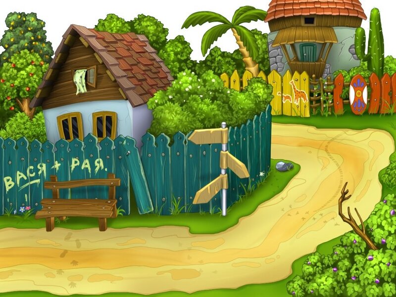 village with wooden houses