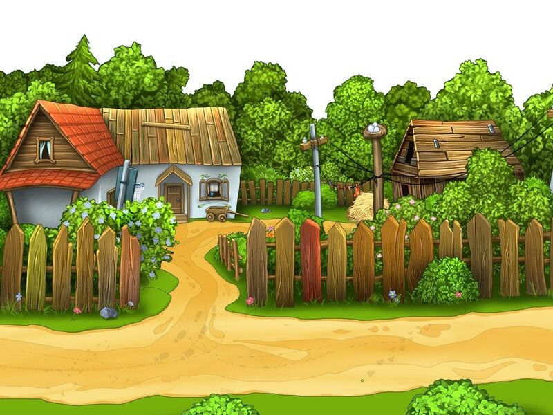 village with wooden houses