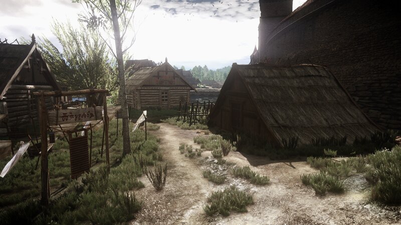 Village with Wooden Huts